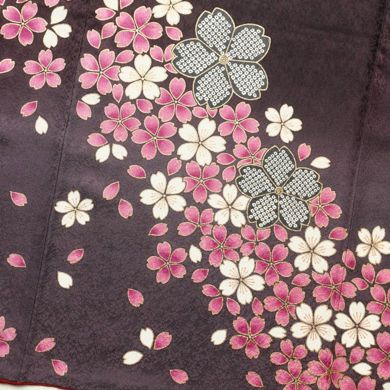 訪問着 良品 金駒刺繍 金彩 正絹 花柄 桜 袷仕立て 紫・藤色_画像18