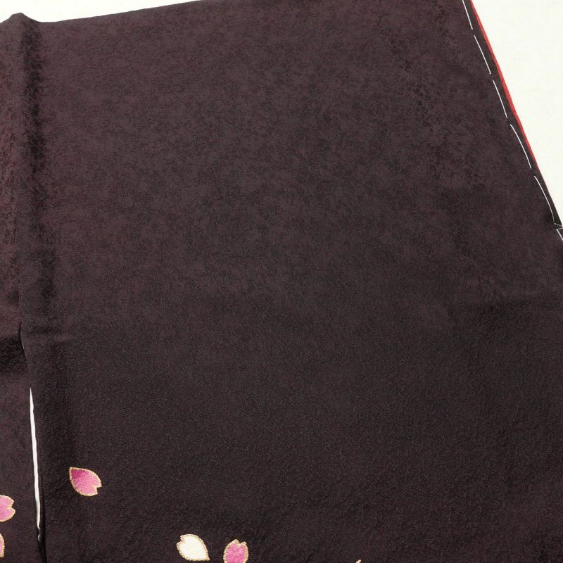 訪問着 良品 金駒刺繍 金彩 正絹 花柄 桜 袷仕立て 紫・藤色_画像20