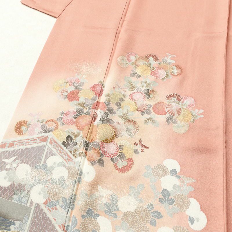 訪問着 正絹 金彩 刺繍 箔 古典柄 袷仕立て ピンク_画像5