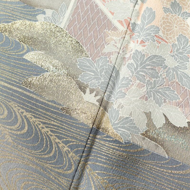 訪問着 正絹 金彩 刺繍 箔 古典柄 袷仕立て ピンク_画像6