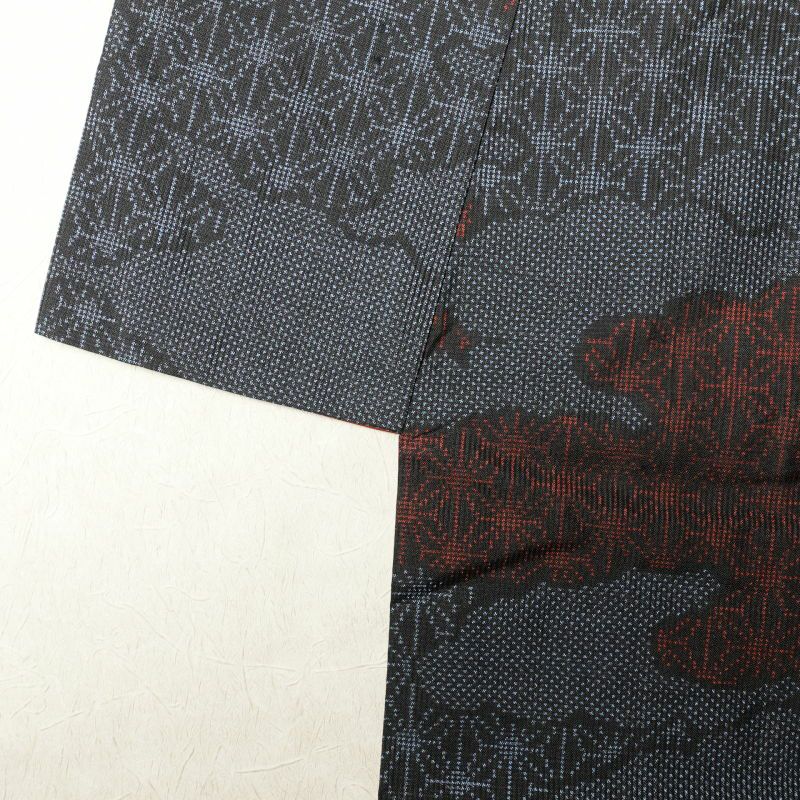 紬 正絹 紬着物 古典柄 ツムギ 袷仕立て つむぎ 青・紺_画像14