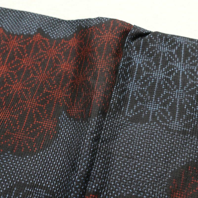 紬 正絹 紬着物 古典柄 ツムギ 袷仕立て つむぎ 青・紺_画像20