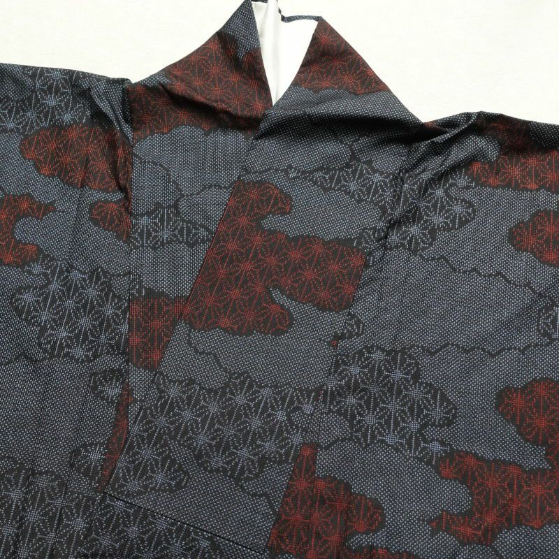 紬 正絹 紬着物 古典柄 ツムギ 袷仕立て つむぎ 青・紺_画像21