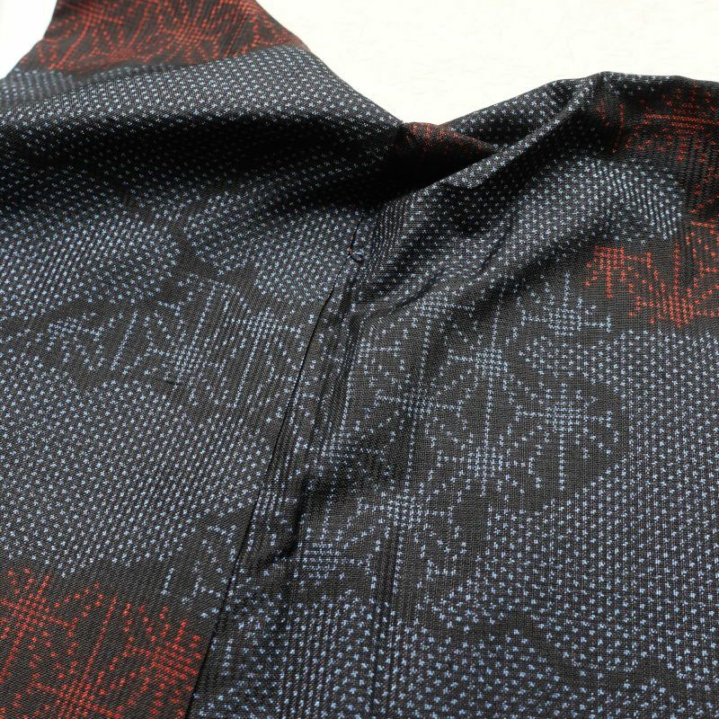 紬 正絹 紬着物 古典柄 ツムギ 袷仕立て つむぎ 青・紺_画像22