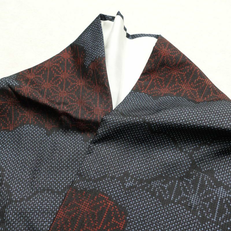 紬 正絹 紬着物 古典柄 ツムギ 袷仕立て つむぎ 青・紺_画像23