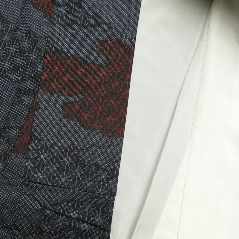 紬 正絹 紬着物 古典柄 ツムギ 袷仕立て つむぎ 青・紺_画像24