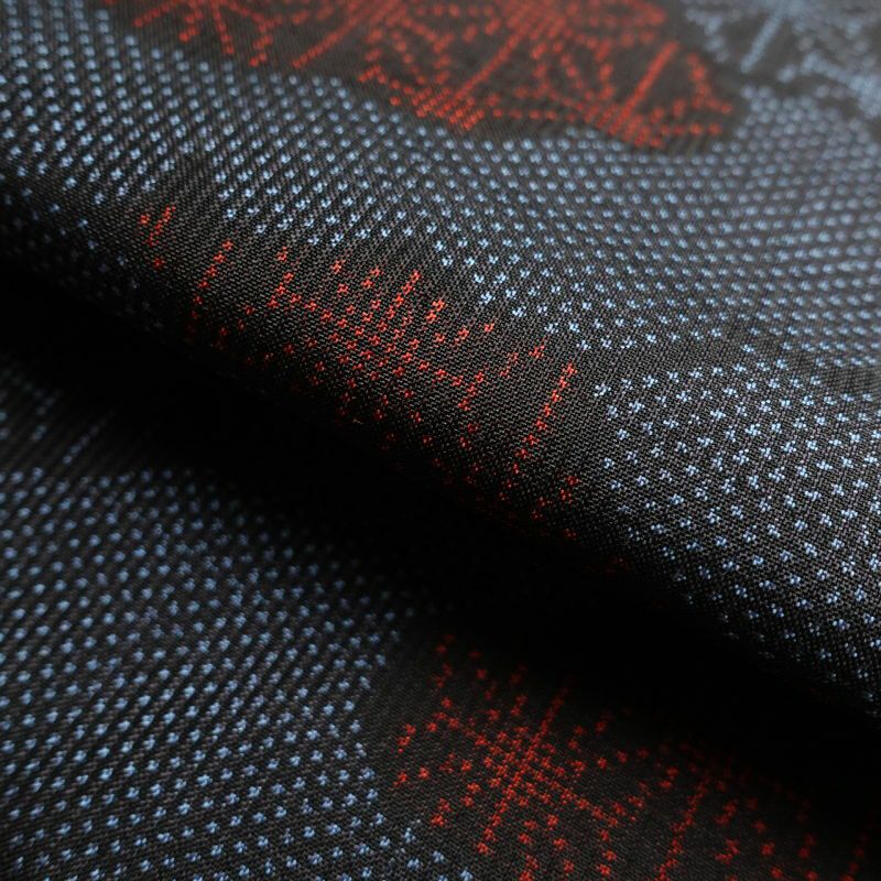 紬 正絹 紬着物 古典柄 ツムギ 袷仕立て つむぎ 青・紺_画像30