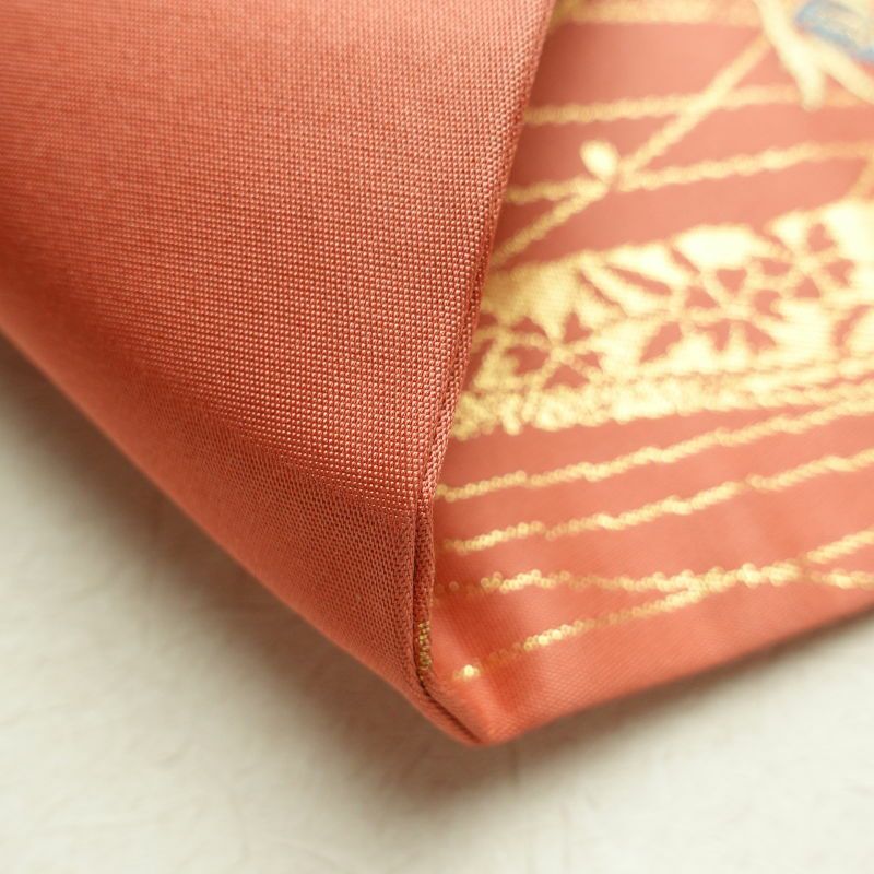 名古屋帯 六通柄 美品 正絹 古典柄 名古屋仕立て ピンク_画像12