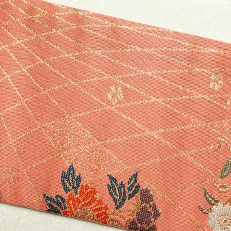 名古屋帯 六通柄 美品 正絹 古典柄 名古屋仕立て ピンク_画像15