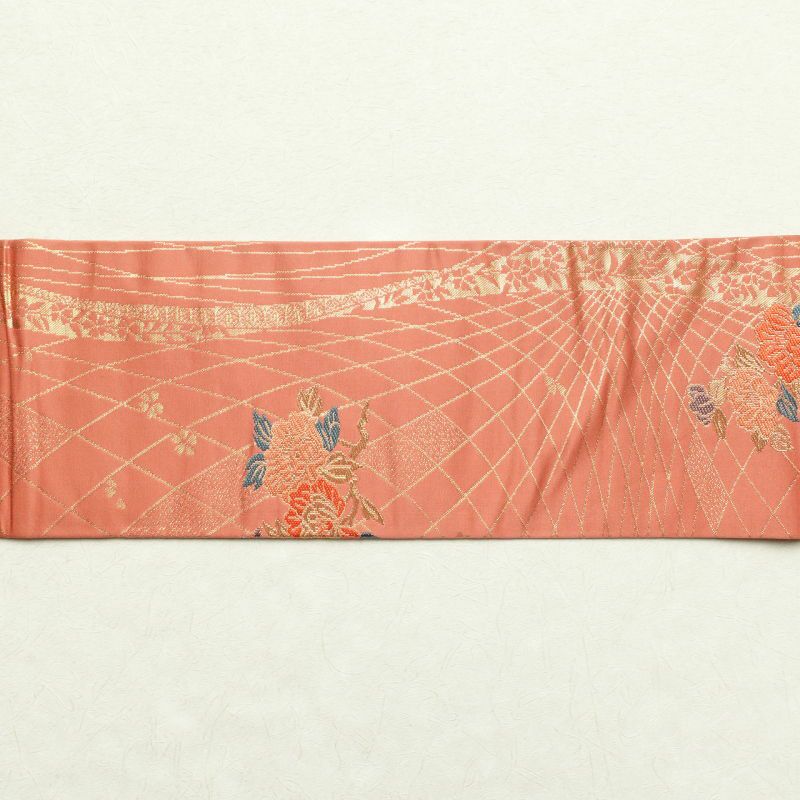 名古屋帯 六通柄 美品 正絹 古典柄 名古屋仕立て ピンク_画像16