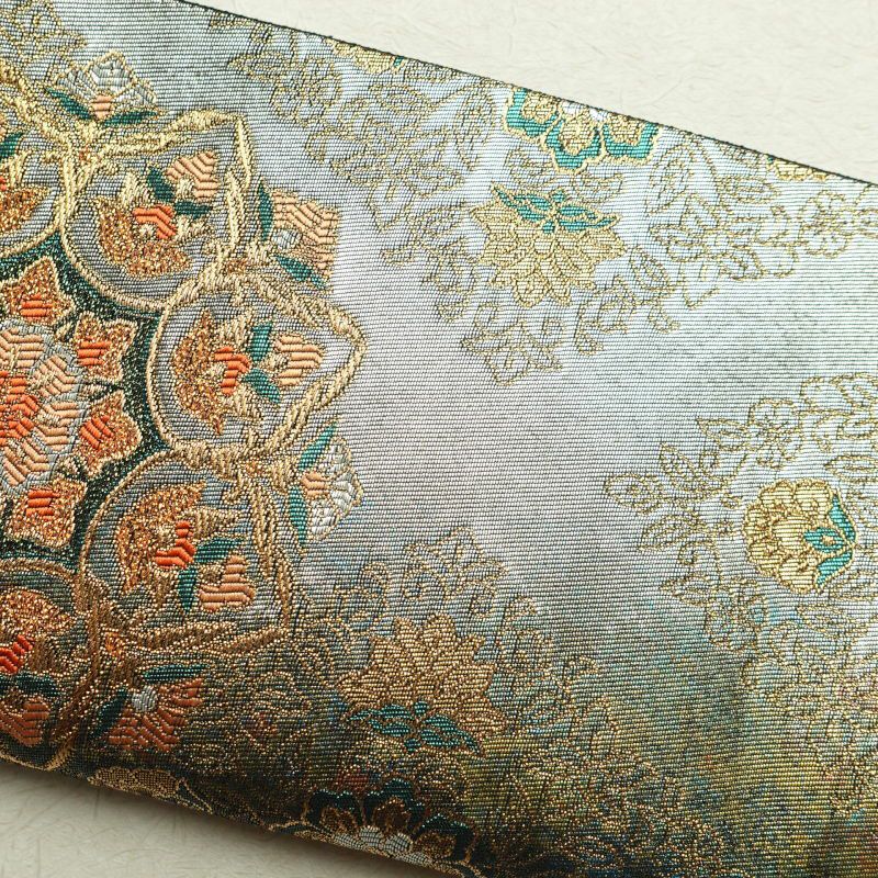 袋帯 珠金 飾献上代華文 六通柄 フォーマル用 正絹 花柄 多色使い_画像20