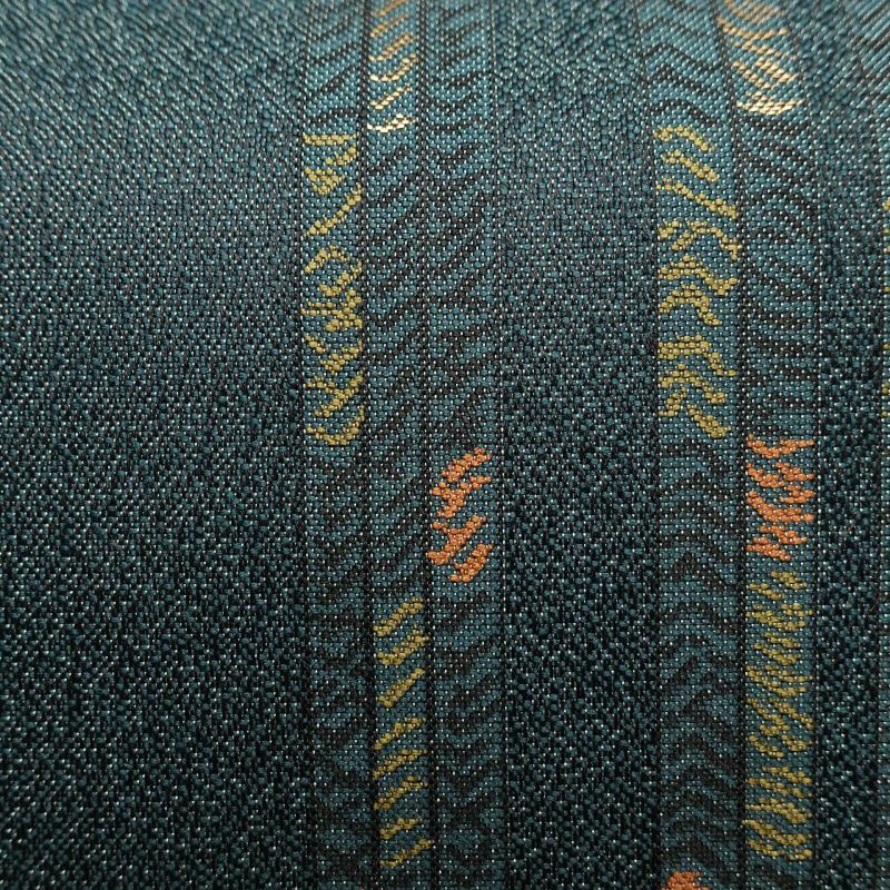 袋帯 六通柄 良品 一般用 正絹 縞柄・線柄 緑・うぐいす色_画像5