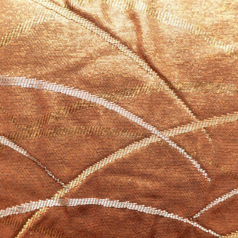 袋帯 六通柄 ふくれ織 フォーマル用 正絹 木の葉・植物柄 橙_画像5