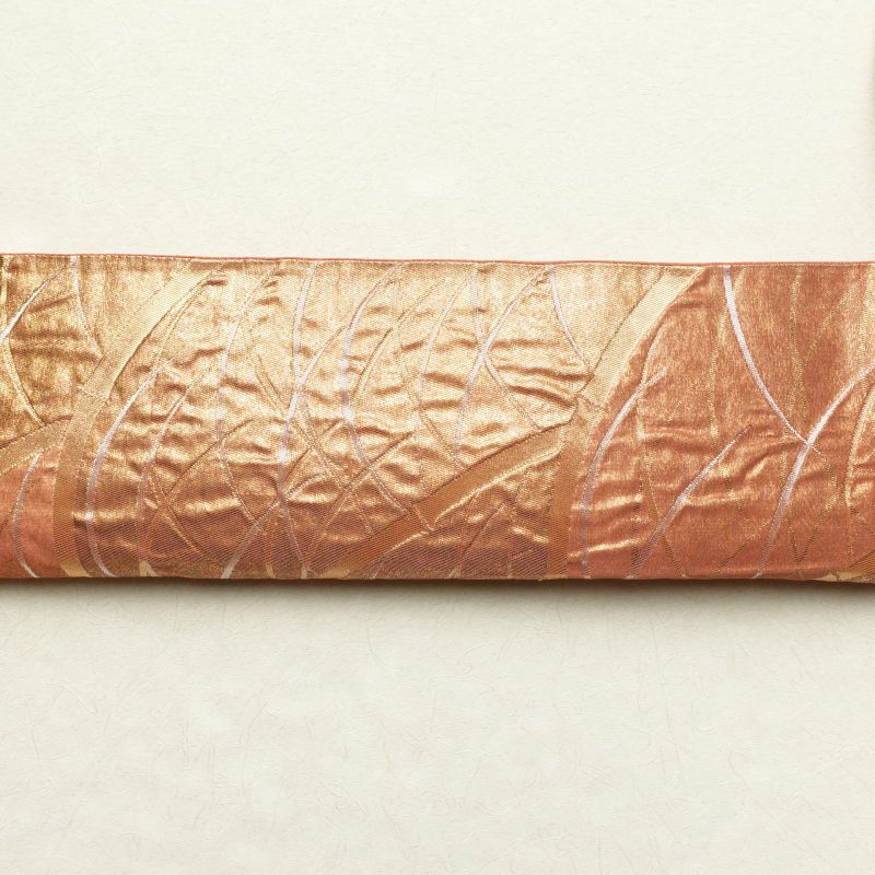 袋帯 六通柄 ふくれ織 フォーマル用 正絹 木の葉・植物柄 橙_画像19