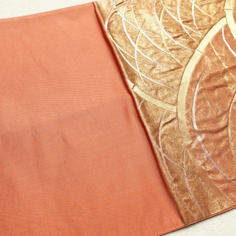 袋帯 六通柄 ふくれ織 フォーマル用 正絹 木の葉・植物柄 橙_画像21