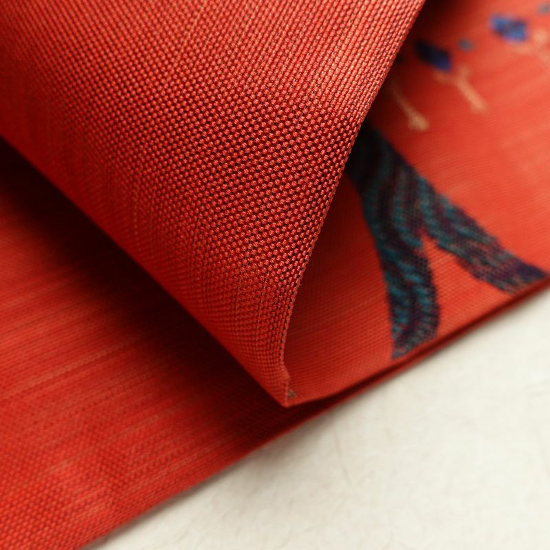 袋帯 六通柄 美品 一般用 正絹 幾何学柄・抽象柄 赤・朱_画像14