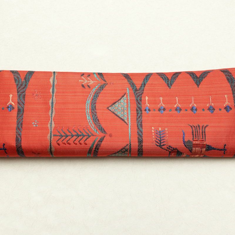 袋帯 六通柄 美品 一般用 正絹 幾何学柄・抽象柄 赤・朱_画像21