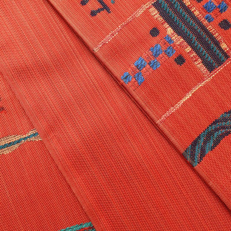 袋帯 六通柄 美品 一般用 正絹 幾何学柄・抽象柄 赤・朱_画像30