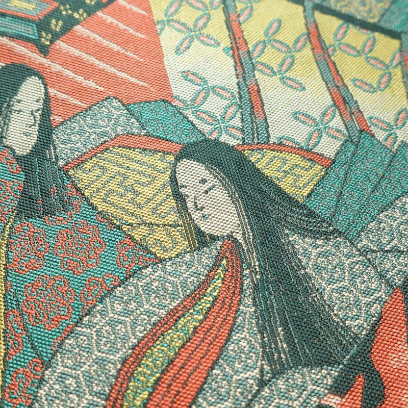 袋帯 全通柄 良品 フォーマル用 正絹 人物・動物柄 多色使い_画像8