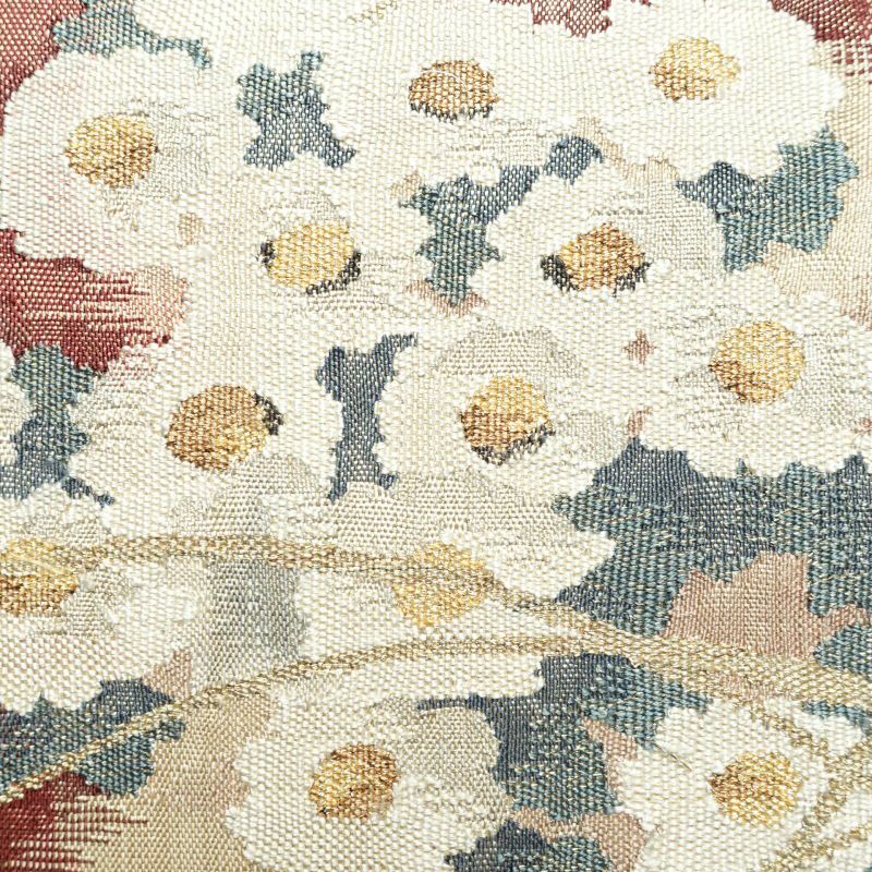 袋帯 太鼓柄 フォーマル用 正絹 花柄 小豆・エンジ_画像3