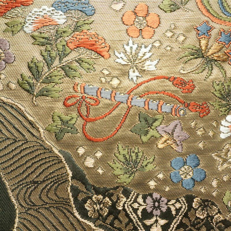 袋帯 六通柄 フォーマル用 正絹 箔 古典柄 緑・うぐいす色_画像3