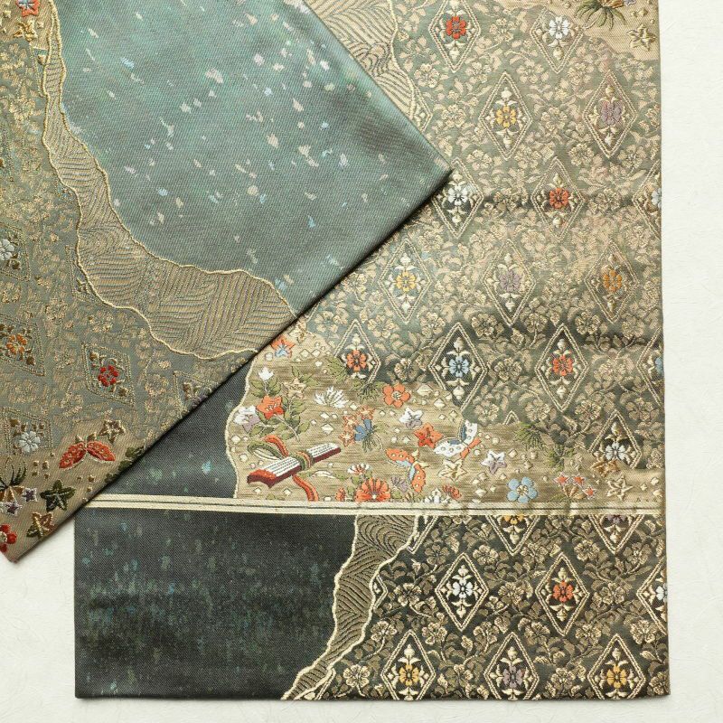 袋帯 六通柄 フォーマル用 正絹 箔 古典柄 緑・うぐいす色_画像19