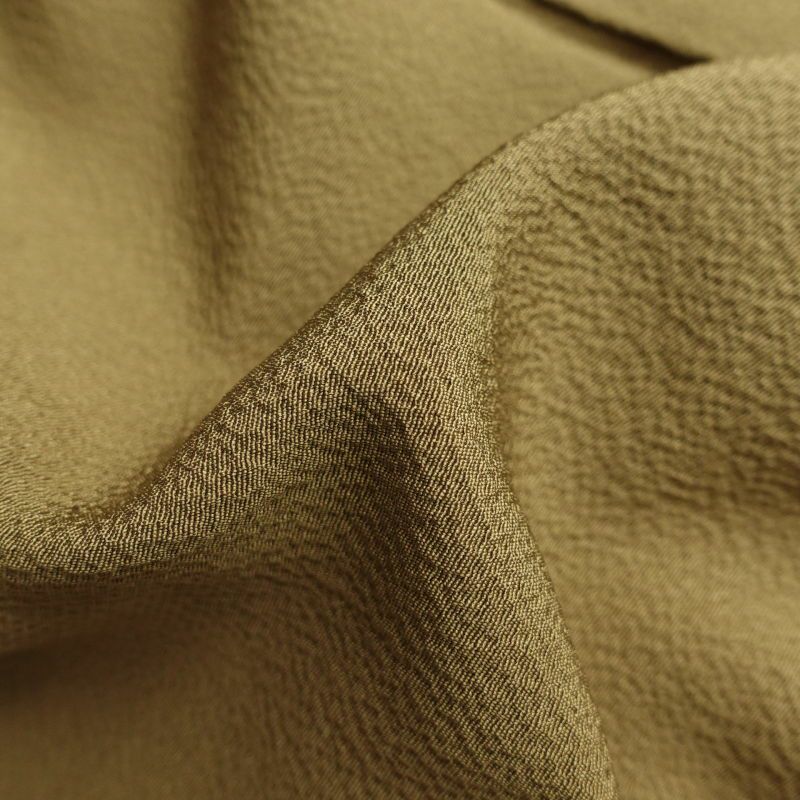 付け下げ ちりめん 金彩 正絹 人物・動物柄 袷仕立て 黄・黄土色_画像31