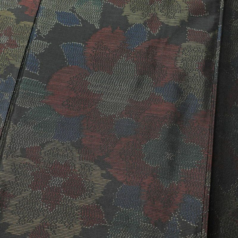 紬 良品 正絹 紬着物 花柄 袷仕立て つむぎ 黒_画像6