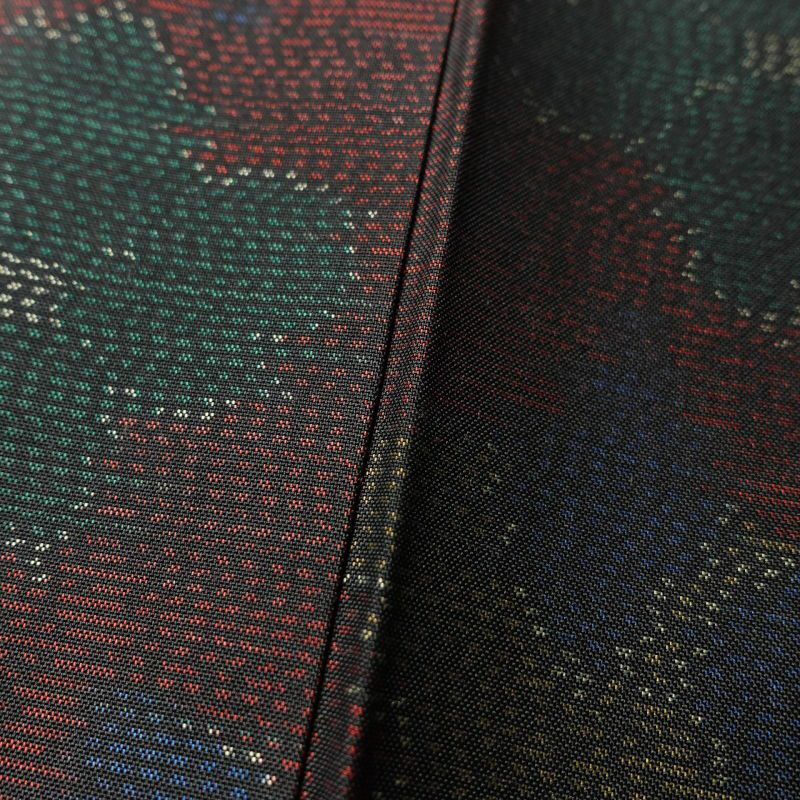 紬 良品 正絹 紬着物 花柄 袷仕立て つむぎ 黒_画像10