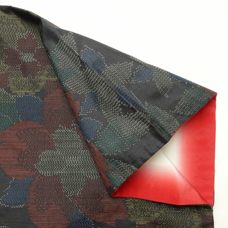 紬 良品 正絹 紬着物 花柄 袷仕立て つむぎ 黒_画像17