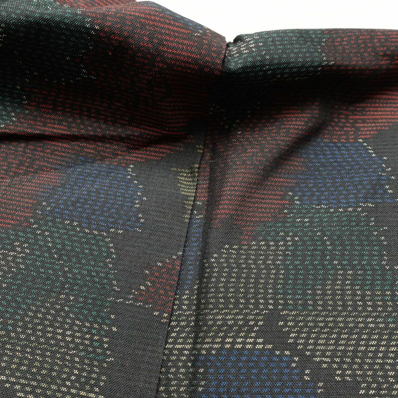 紬 良品 正絹 紬着物 花柄 袷仕立て つむぎ 黒_画像22