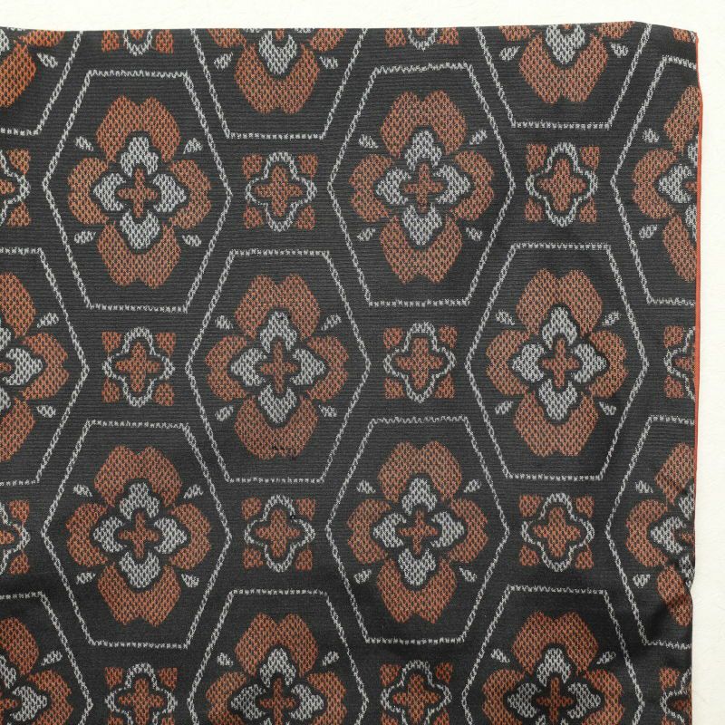 紬 正絹 幾何学柄・抽象柄 袷仕立て 黒_画像30