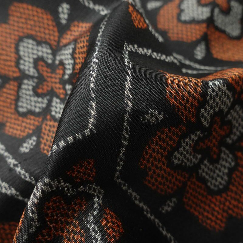 紬 正絹 幾何学柄・抽象柄 袷仕立て 黒_画像33