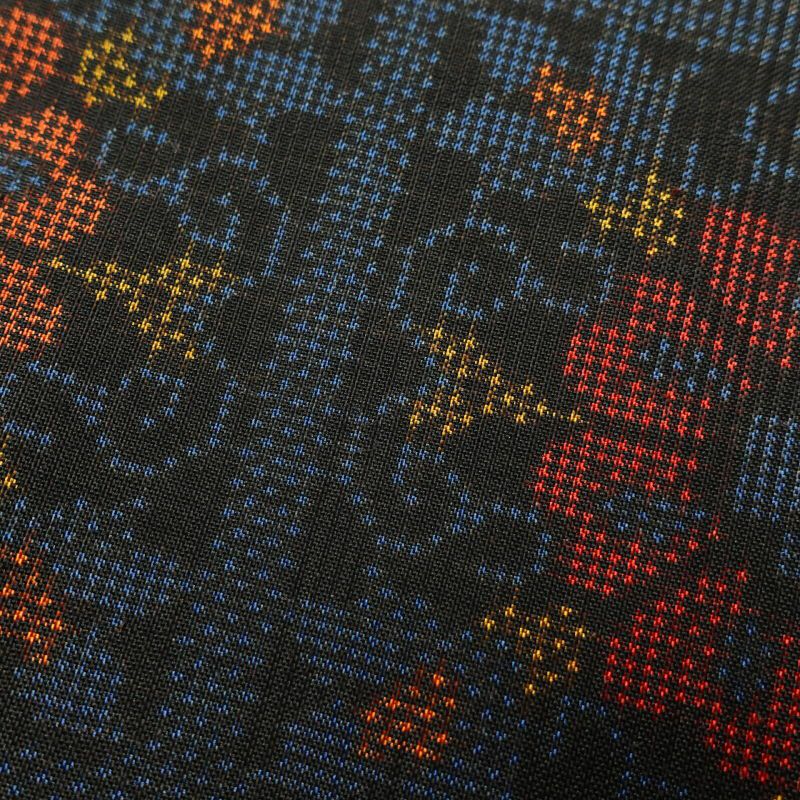 紬 良品 しつけ糸付き 正絹 幾何学柄・抽象柄 袷仕立て 青・紺_画像7