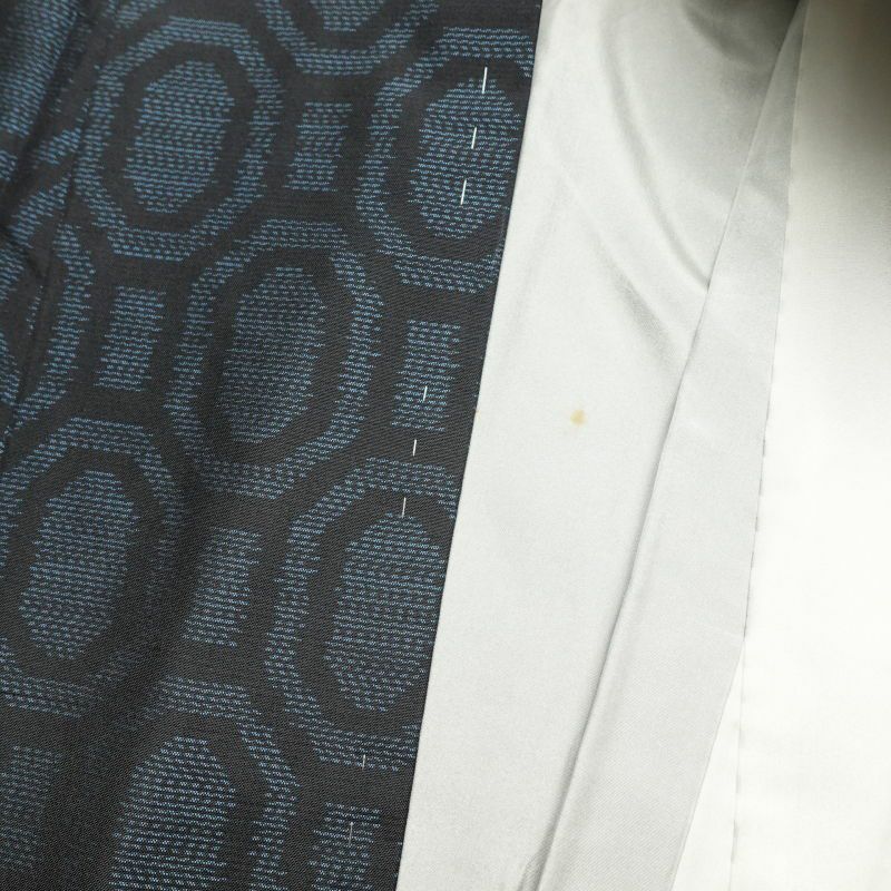 大島紬 正絹 幾何学柄・抽象柄 袷仕立て 青・紺_画像24