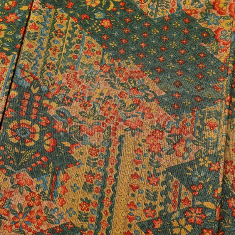 小紋 縮緬 正絹 幾何学柄・抽象柄 袷仕立て 緑・うぐいす色_画像6