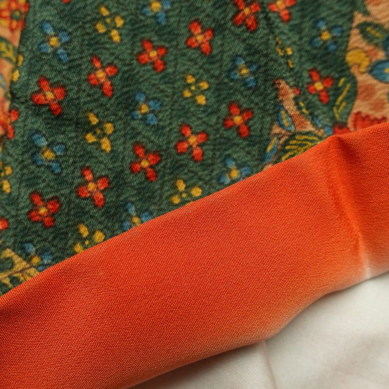 小紋 縮緬 正絹 幾何学柄・抽象柄 袷仕立て 緑・うぐいす色_画像18