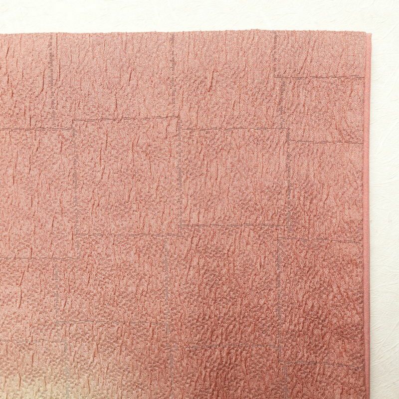 訪問着 ふくれ織 金彩 一つ紋付き 正絹 花柄 袷仕立て ピンク_画像16