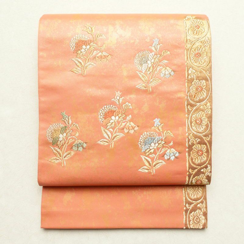 袋帯 六通柄 フォーマル用 正絹 古典柄 箔 鶴 梅 菊 金糸 帯 金・銀