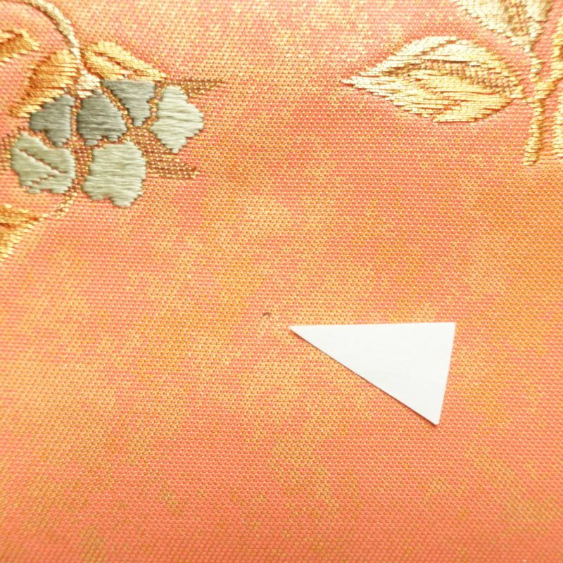 袋帯 太鼓柄 フォーマル用 正絹 木の葉・植物柄 橙_画像10