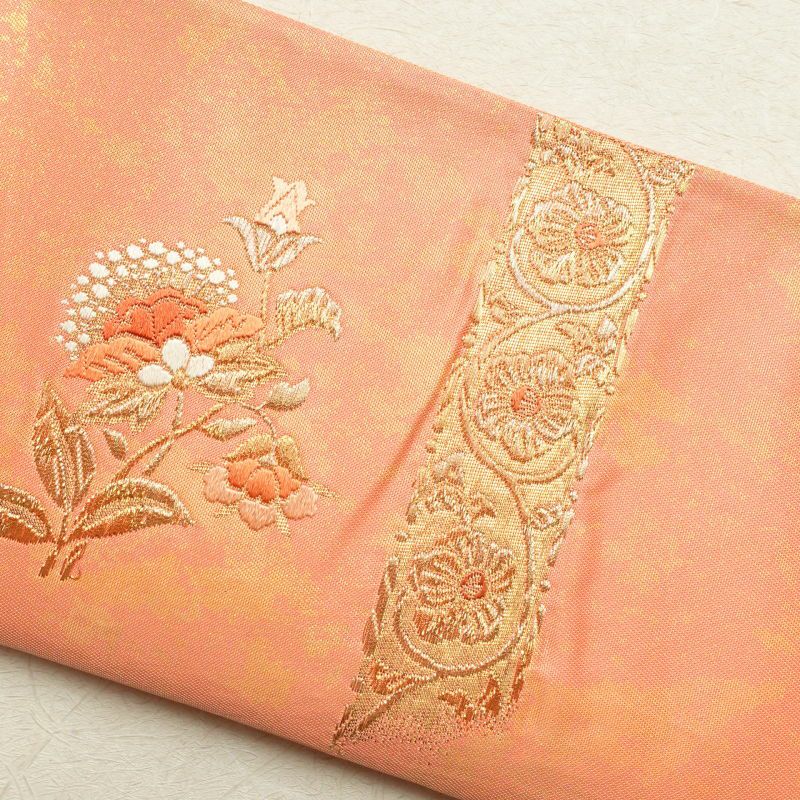 袋帯 太鼓柄 フォーマル用 正絹 木の葉・植物柄 橙_画像22