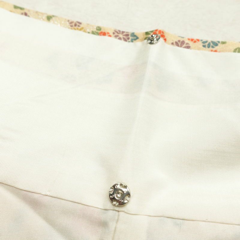 小紋 しつけ糸付き 金彩 銀彩 正絹 花柄 袷仕立て クリーム_画像25