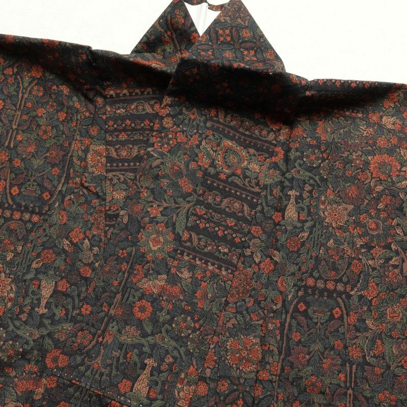 小紋 美品 紬地 正絹 幾何学柄・抽象柄 袷仕立て 紫・藤色_画像21