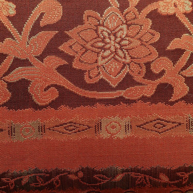 名古屋帯 全通柄 良品 正絹 幾何学柄・抽象柄 名古屋仕立て 橙_画像8