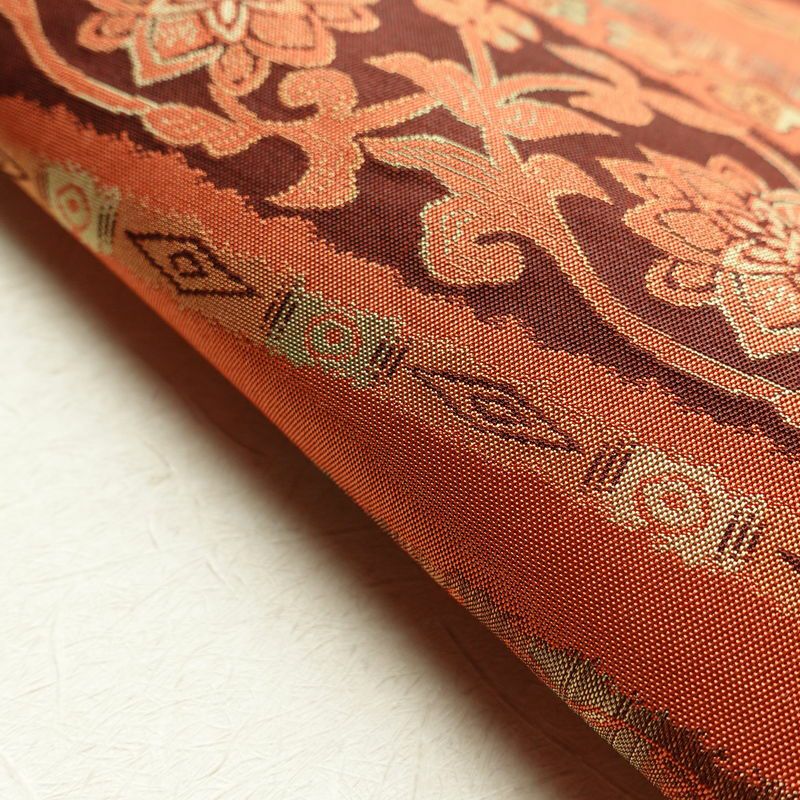 名古屋帯 全通柄 良品 正絹 幾何学柄・抽象柄 名古屋仕立て 橙_画像14