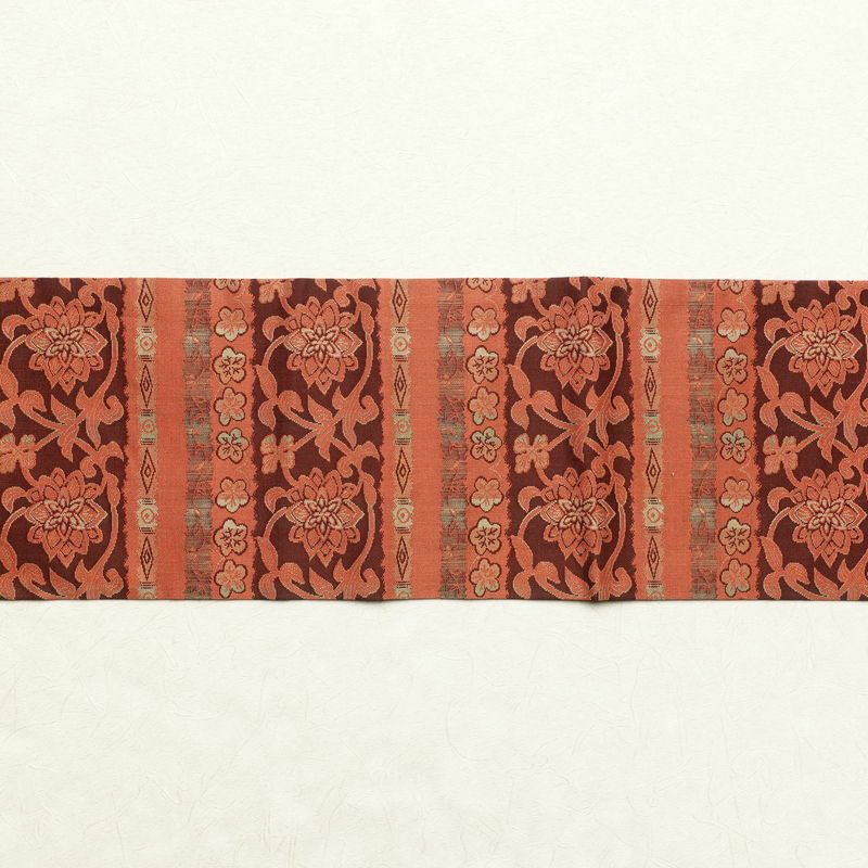 名古屋帯 全通柄 良品 正絹 幾何学柄・抽象柄 名古屋仕立て 橙_画像18