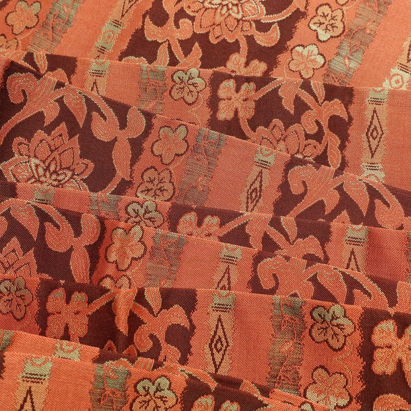 名古屋帯 全通柄 良品 正絹 幾何学柄・抽象柄 名古屋仕立て 橙_画像22