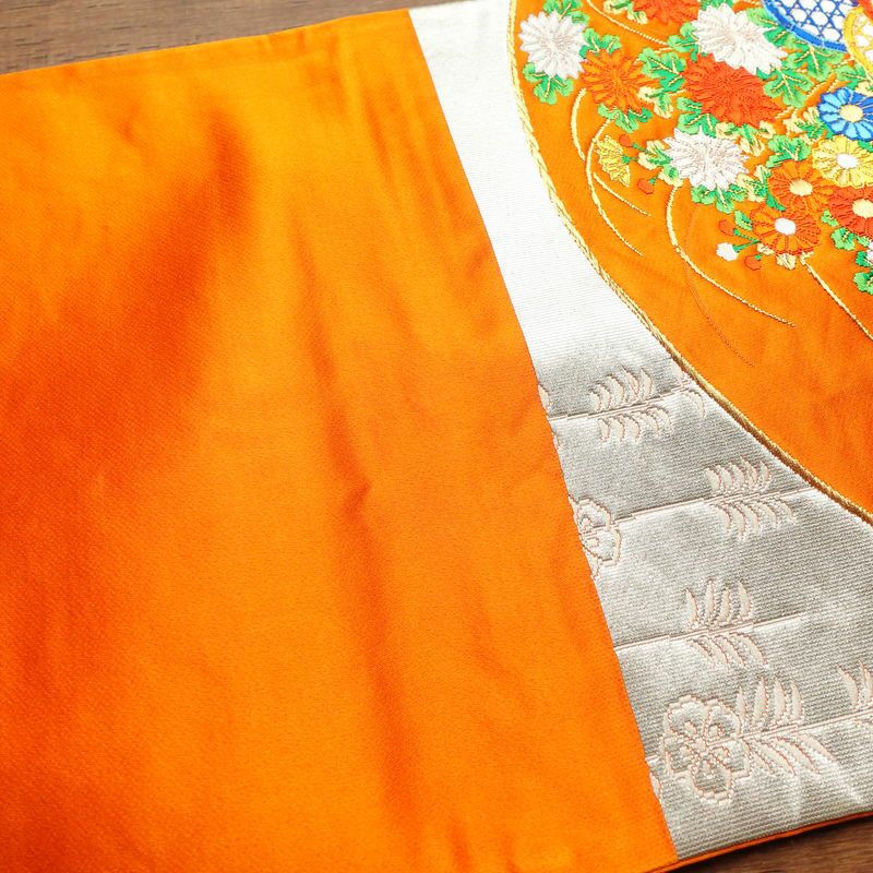 袋帯 六通柄 銀つづれ フォーマル用 正絹 扇 古典柄 橙_画像23
