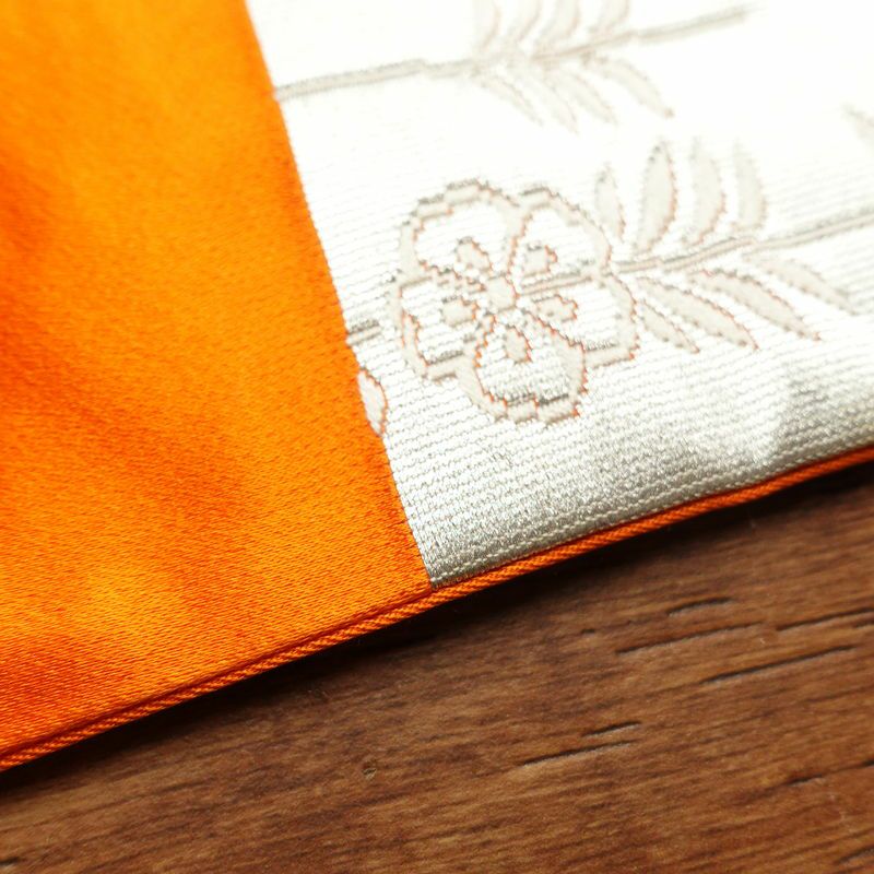 袋帯 六通柄 銀つづれ フォーマル用 正絹 扇 古典柄 橙_画像24