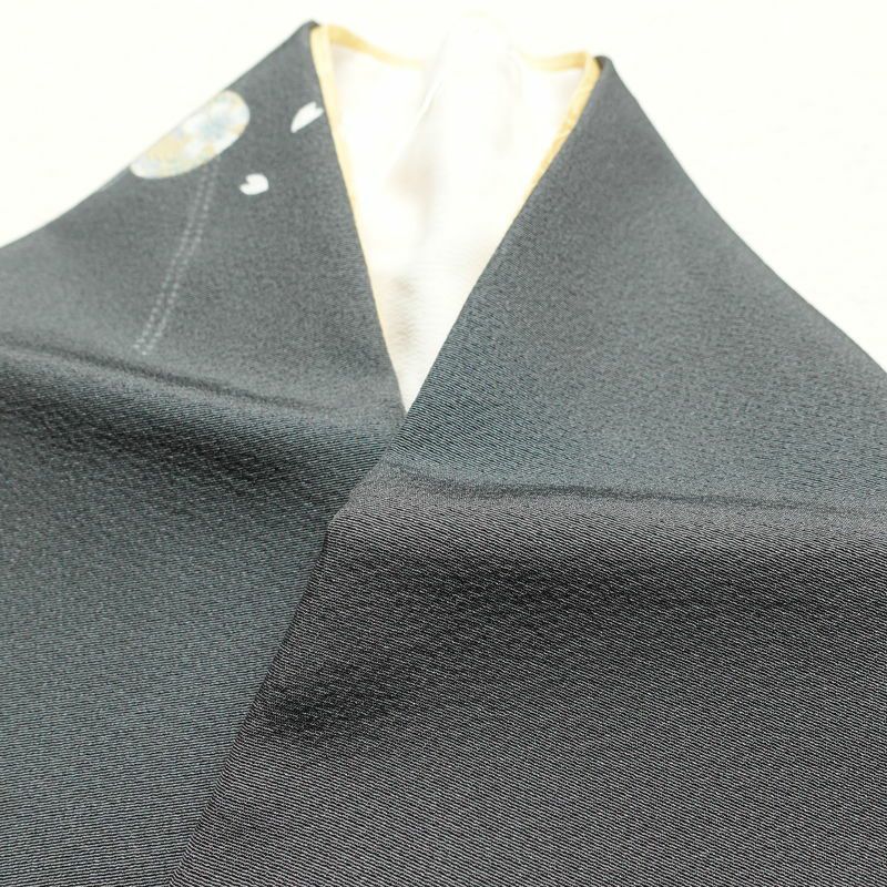 小紋 良品 縮緬 正絹 古典柄 袷仕立て グレー_画像22